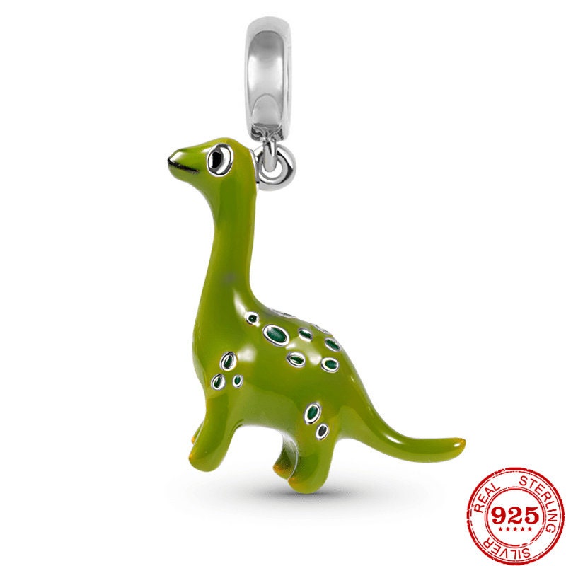 Brachiosaurus Dinosaur Charm For Bracelet, S925 Sterling Silver