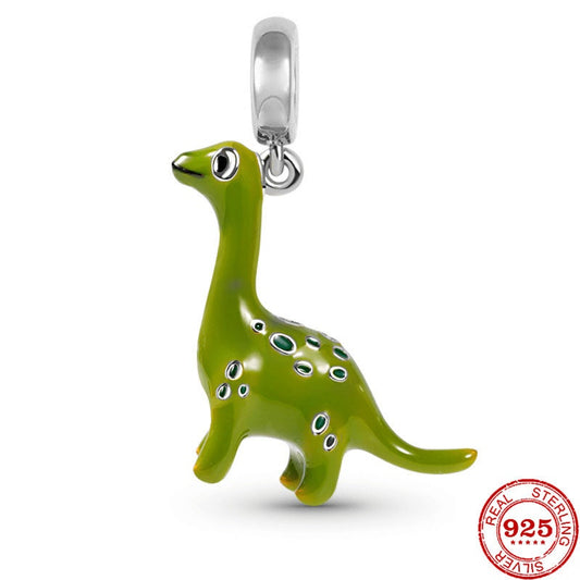 Brachiosaurus Dinosaur Charm For Bracelet, S925 Sterling Silver