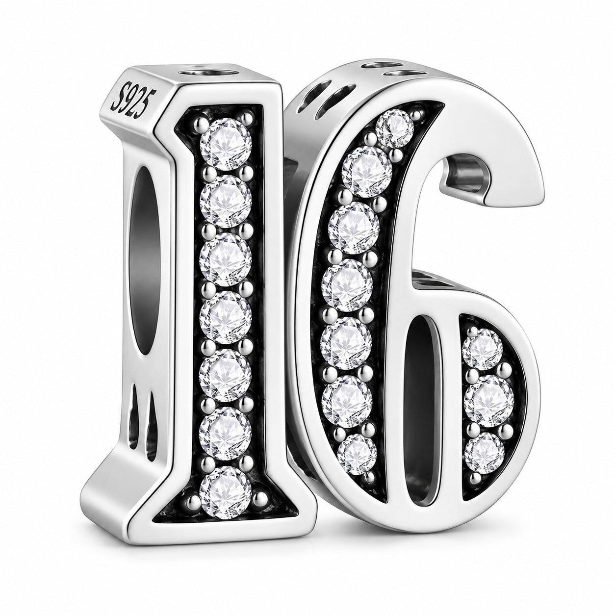 16th Birthday Sterling Silver Charm Hallmarked S925 for Charm Bracelet and Necklace