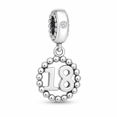 18 Birthday Dangle Charm Hallmarked S925 for Charm Bracelet and Necklace