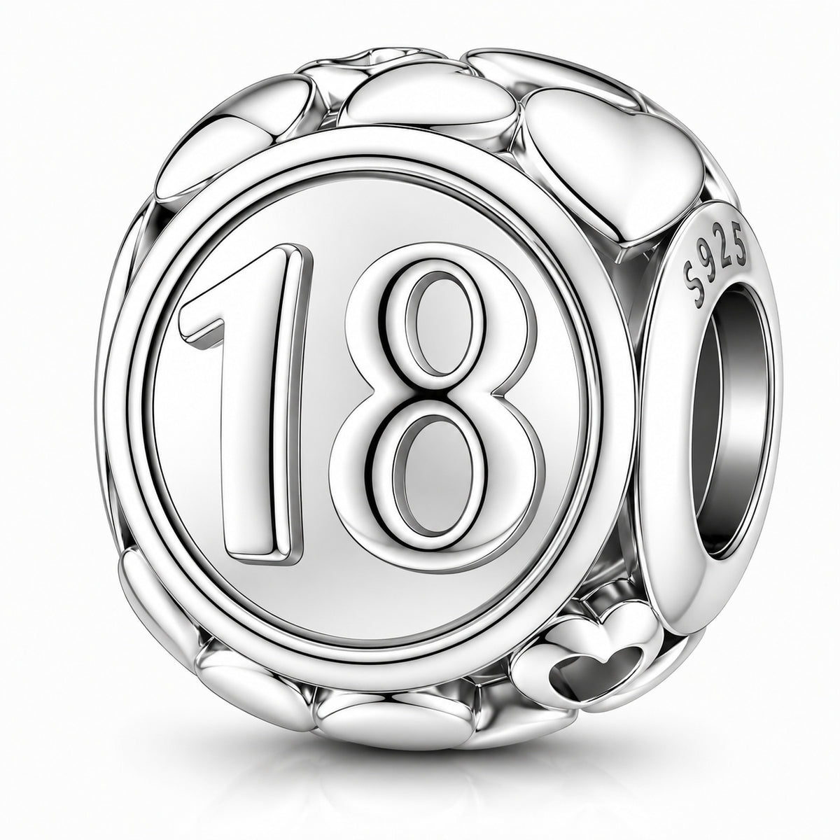 18th Birthday Bead Sterling Silver Charm Hallmarked S925 for Charm Bracelet and Necklace