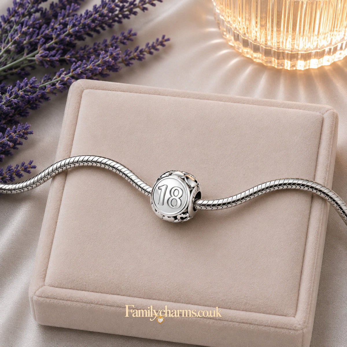 18th Birthday Bead Sterling Silver Charm Hallmarked S925 for Charm Bracelet and Necklace