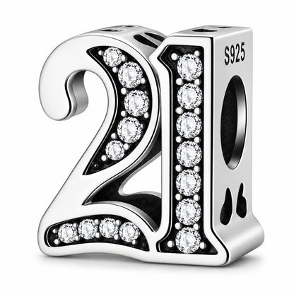 21st Birthday Sterling Silver Charm Hallmarked S925 for Charm Bracelet and Necklace