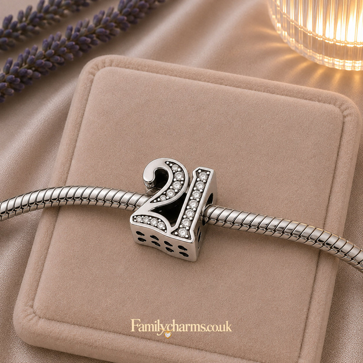 21st Birthday Sterling Silver Charm Hallmarked S925 for Charm Bracelet and Necklace