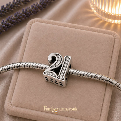 21st Birthday Sterling Silver Charm Hallmarked S925 for Charm Bracelet and Necklace