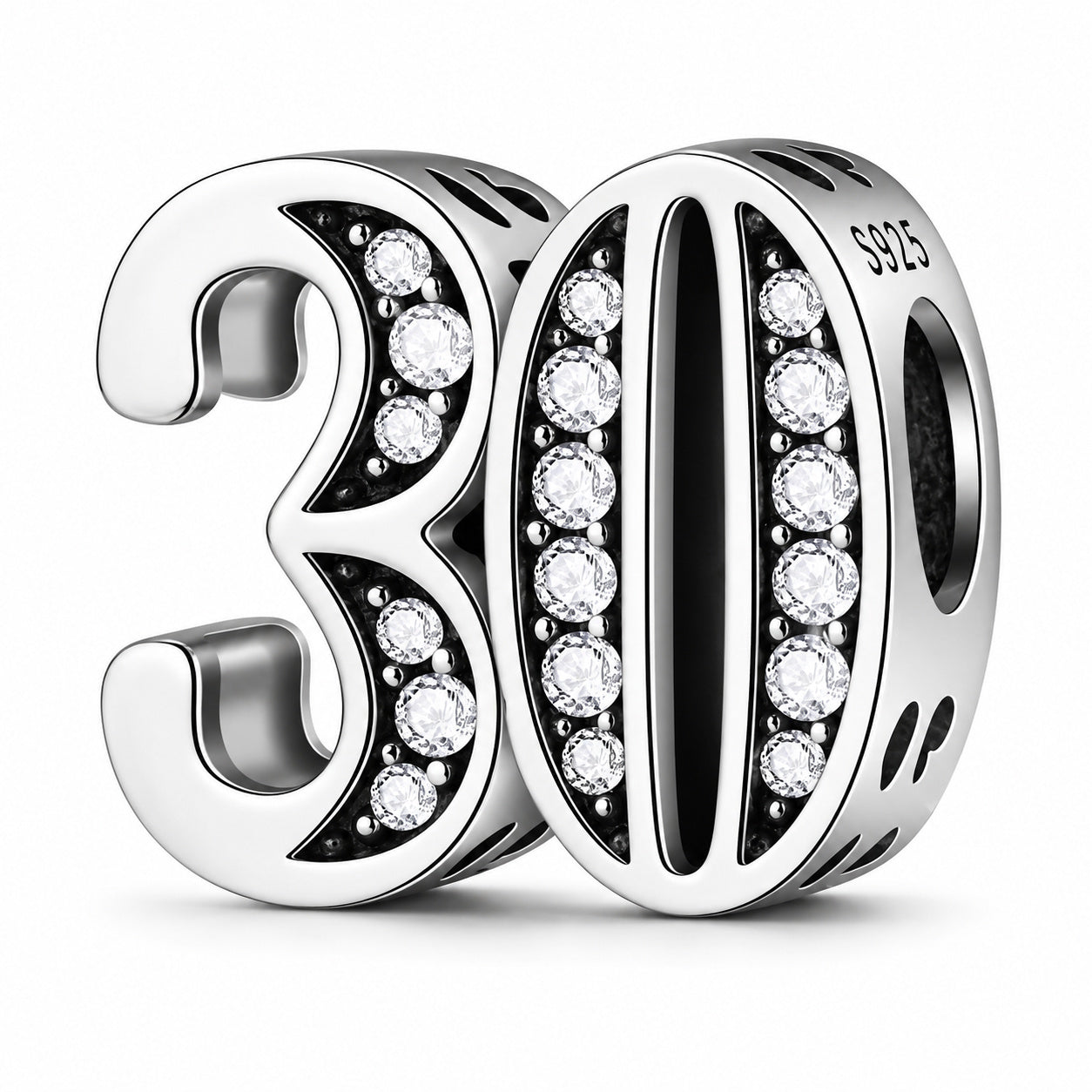 30th Birthday Sterling Silver Charm Hallmarked S925 for Charm Bracelet and Necklace