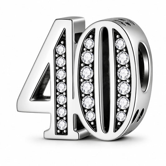 40th Birthday Sterling Silver Charm Hallmarked S925 for Charm Bracelet and Necklace