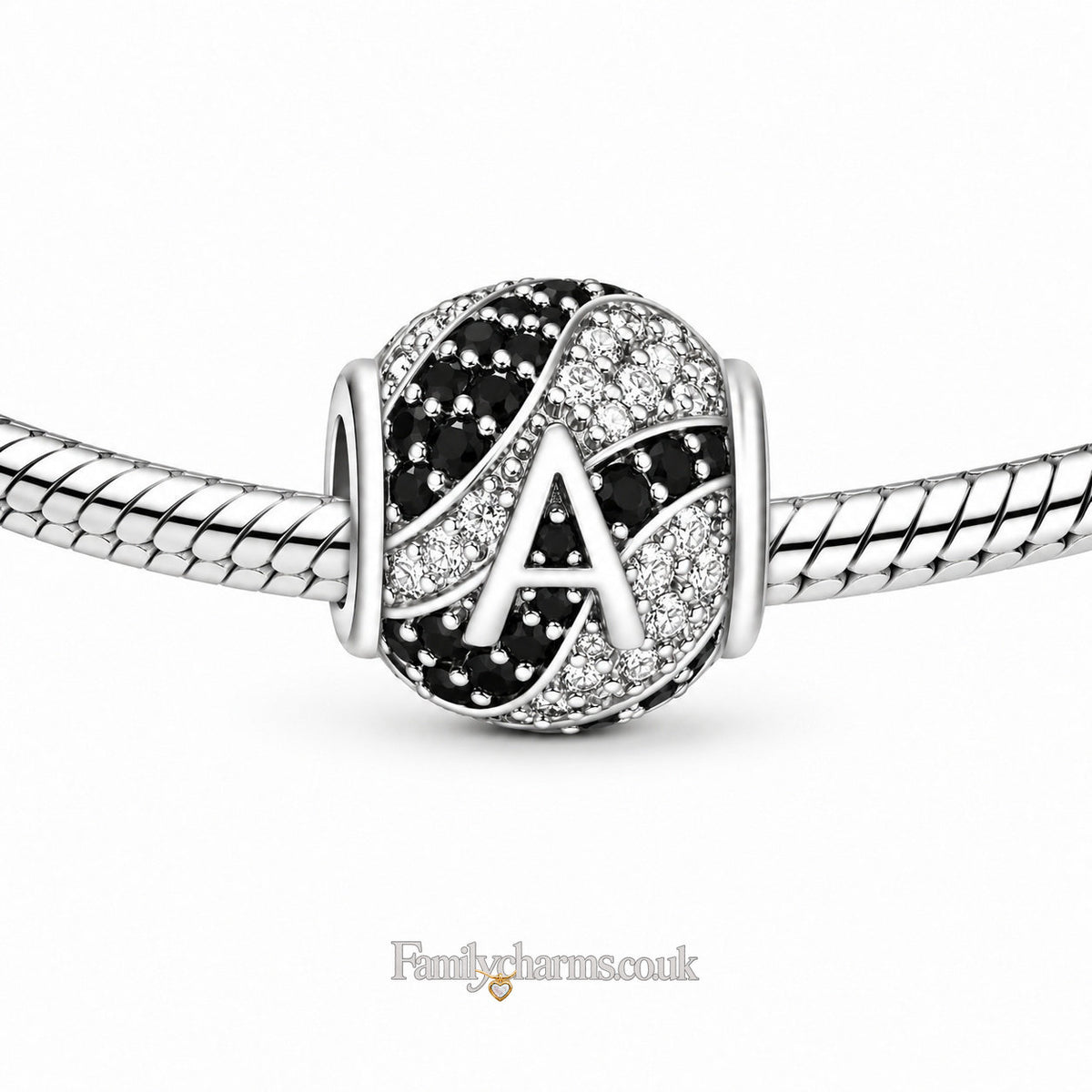 Alphabets Letter A Sterling Silver Charm Hallmarked S925 for Charm Bracelet and Necklace