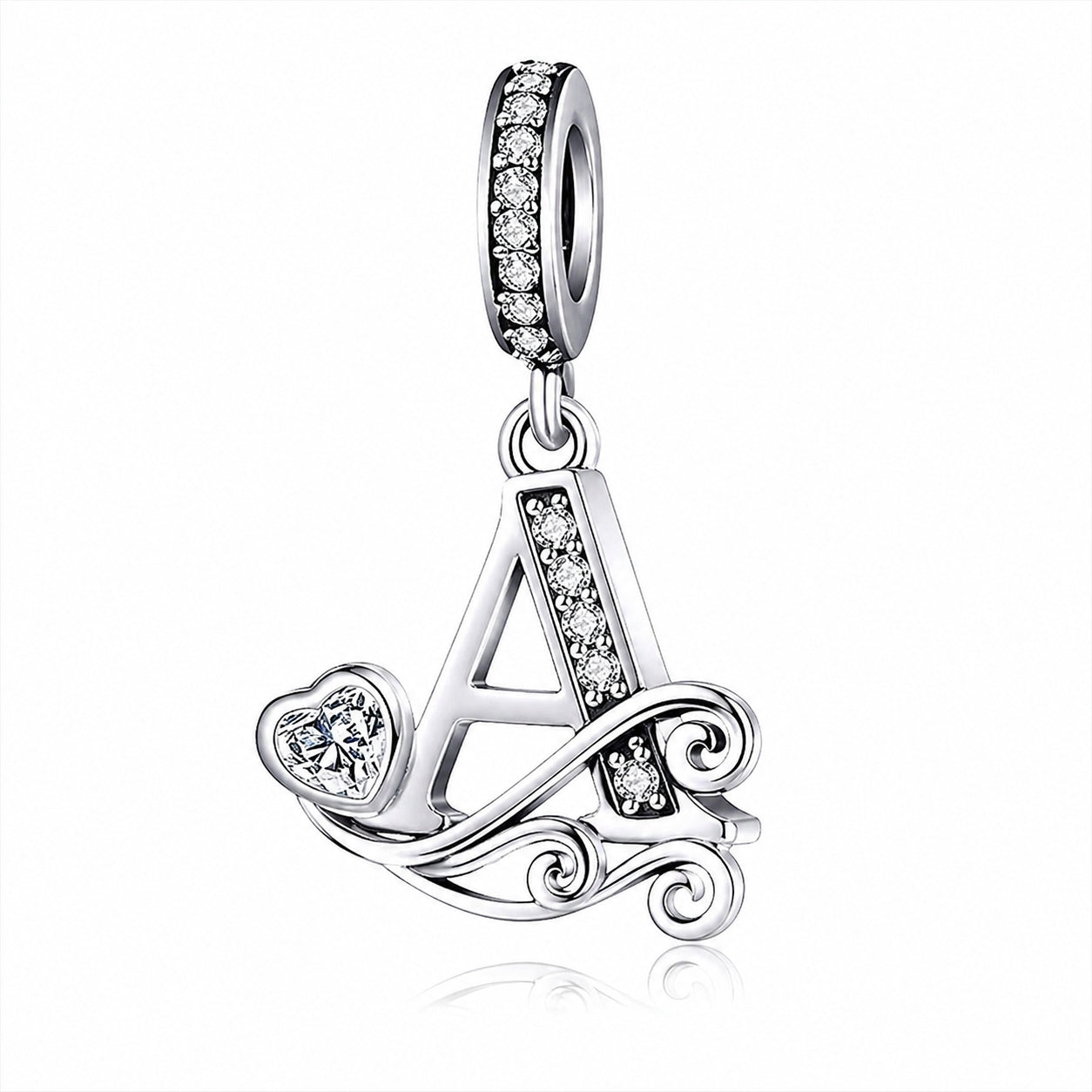 Classic Alphabet Letters A to Z Sterling Silver Dangle Charm Hallmarked S925 for Charm Bracelet and Necklace
