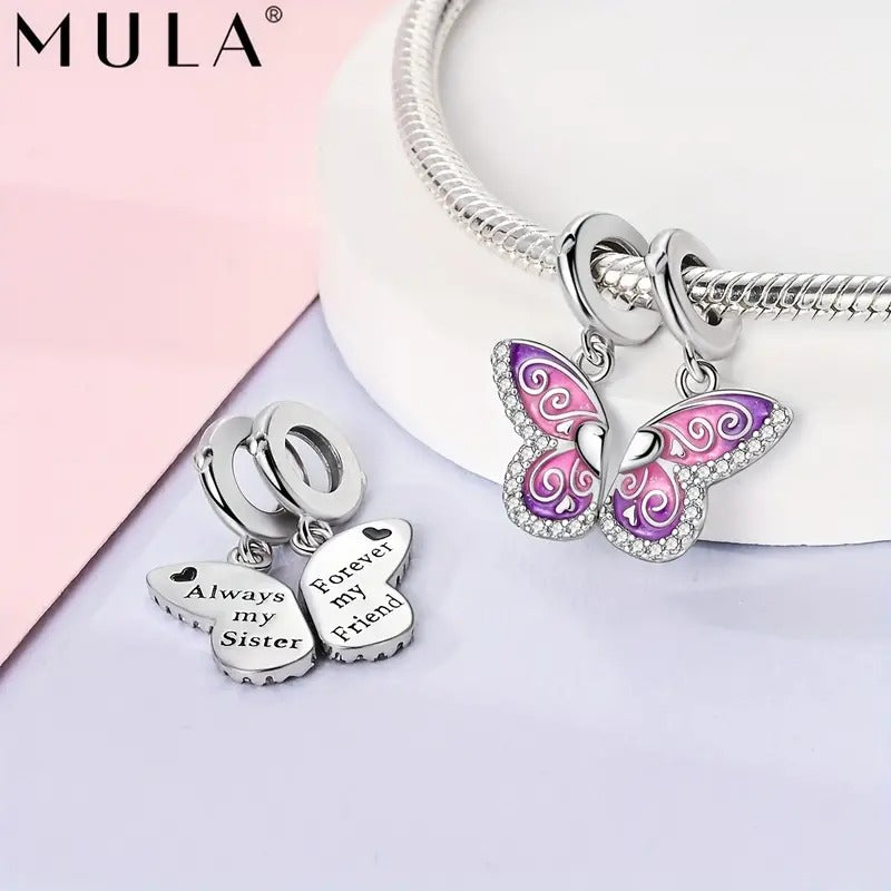 Always my Sister Forever my Friend Sterling Silver Charm Hallmarked S925 for Charm Bracelet and Necklace