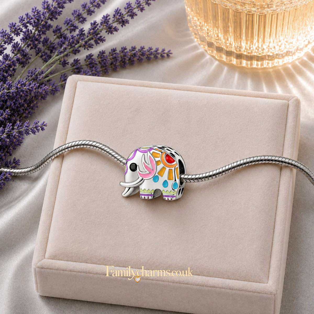 Art Elephant Sterling Silver Charm Hallmarked S925 for Charm Bracelet and Necklace