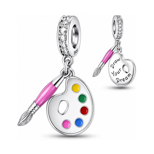 Artist Palette Sterling Silver Charm Hallmarked S925 for Charm Bracelet and Necklace