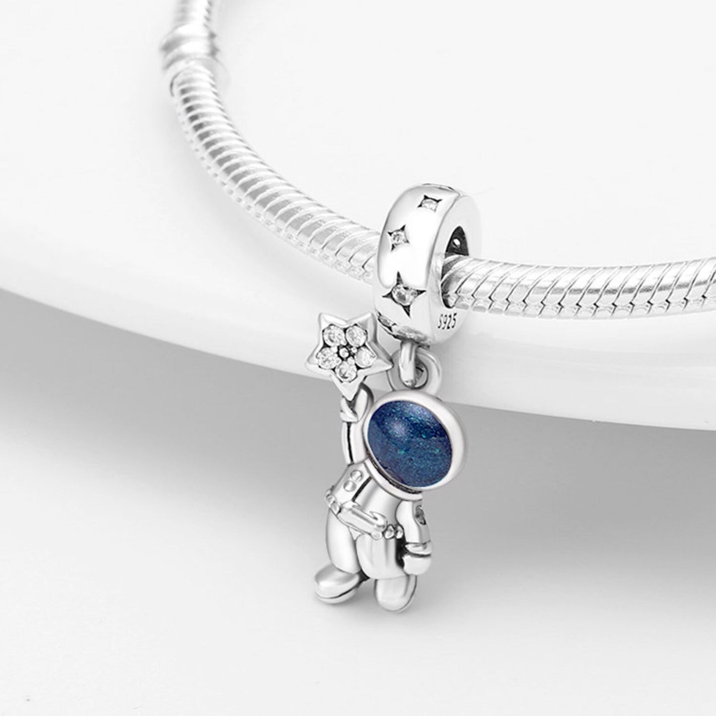 Astronaut Dangle Charm for Bracelet, S925 Sterling Silver