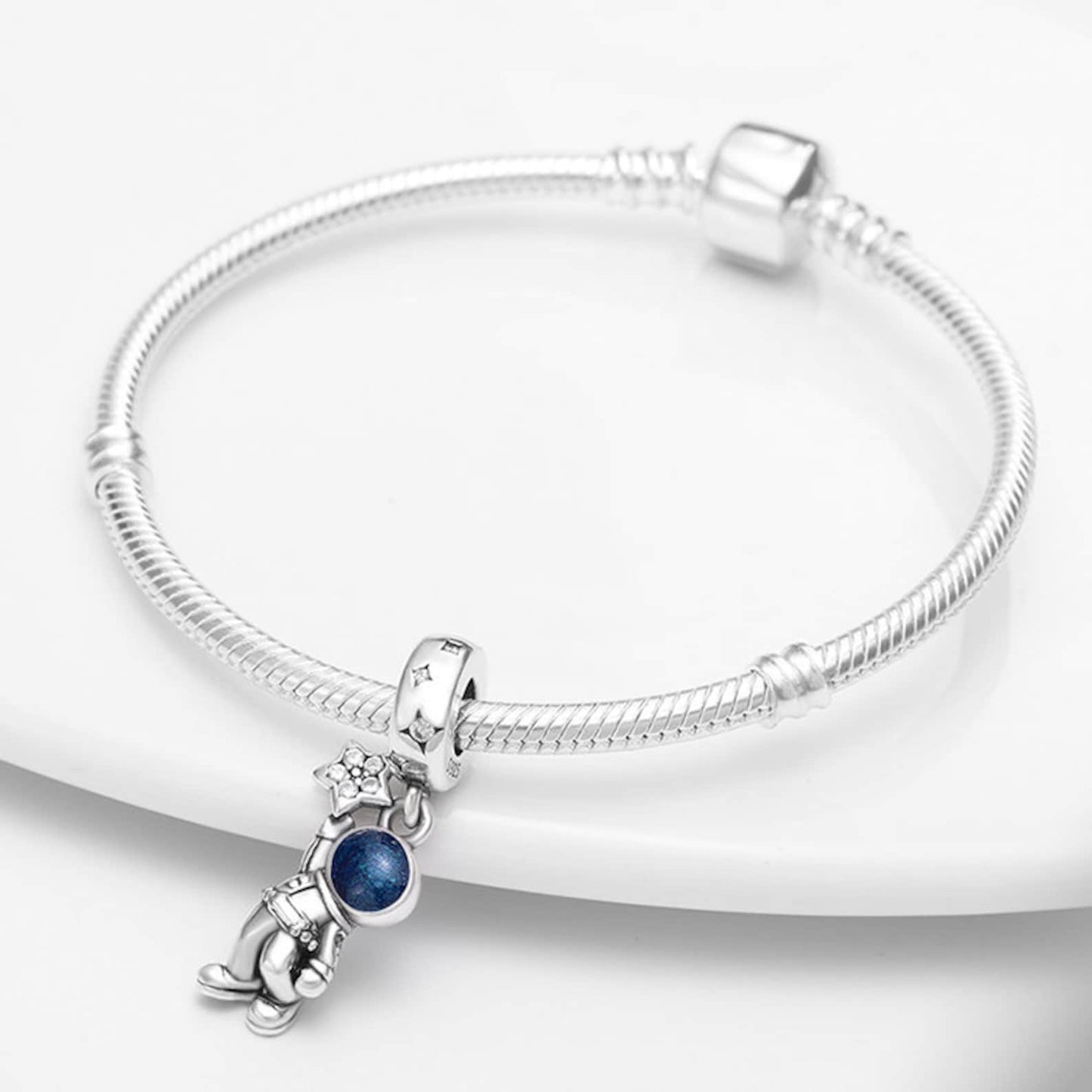 Astronaut Dangle Charm for Bracelet, S925 Sterling Silver