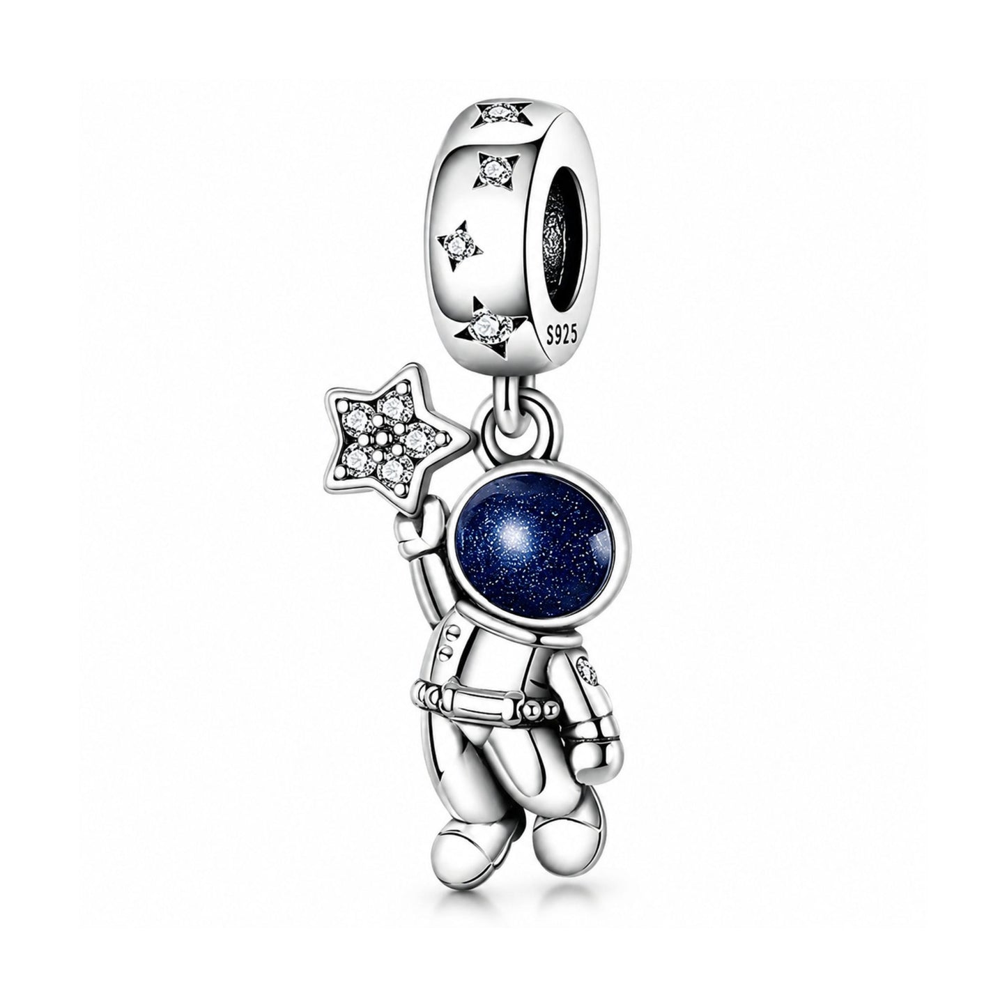 Astronaut Dangle Charm for Bracelet, S925 Sterling Silver