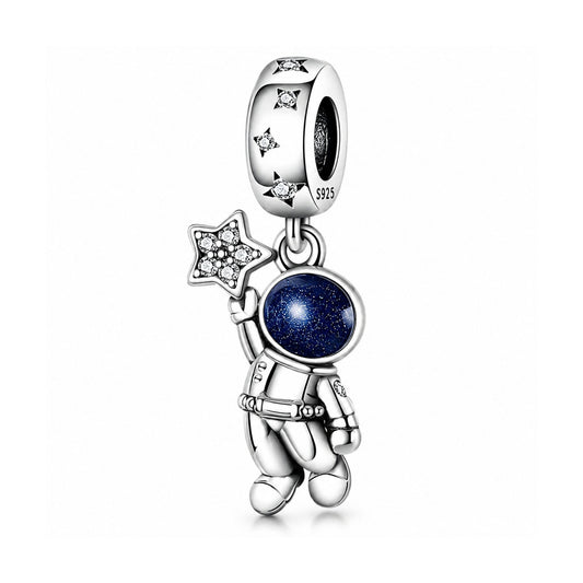 Astronaut Dangle Charm for Bracelet, S925 Sterling Silver