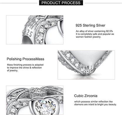 Auntie I Love You Heart Sterling Silver Charm Hallmarked S925 for Charm Bracelet and Necklace