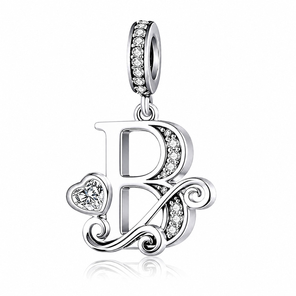 Classic Alphabet Letters A to Z Sterling Silver Dangle Charm Hallmarked S925 for Charm Bracelet and Necklace