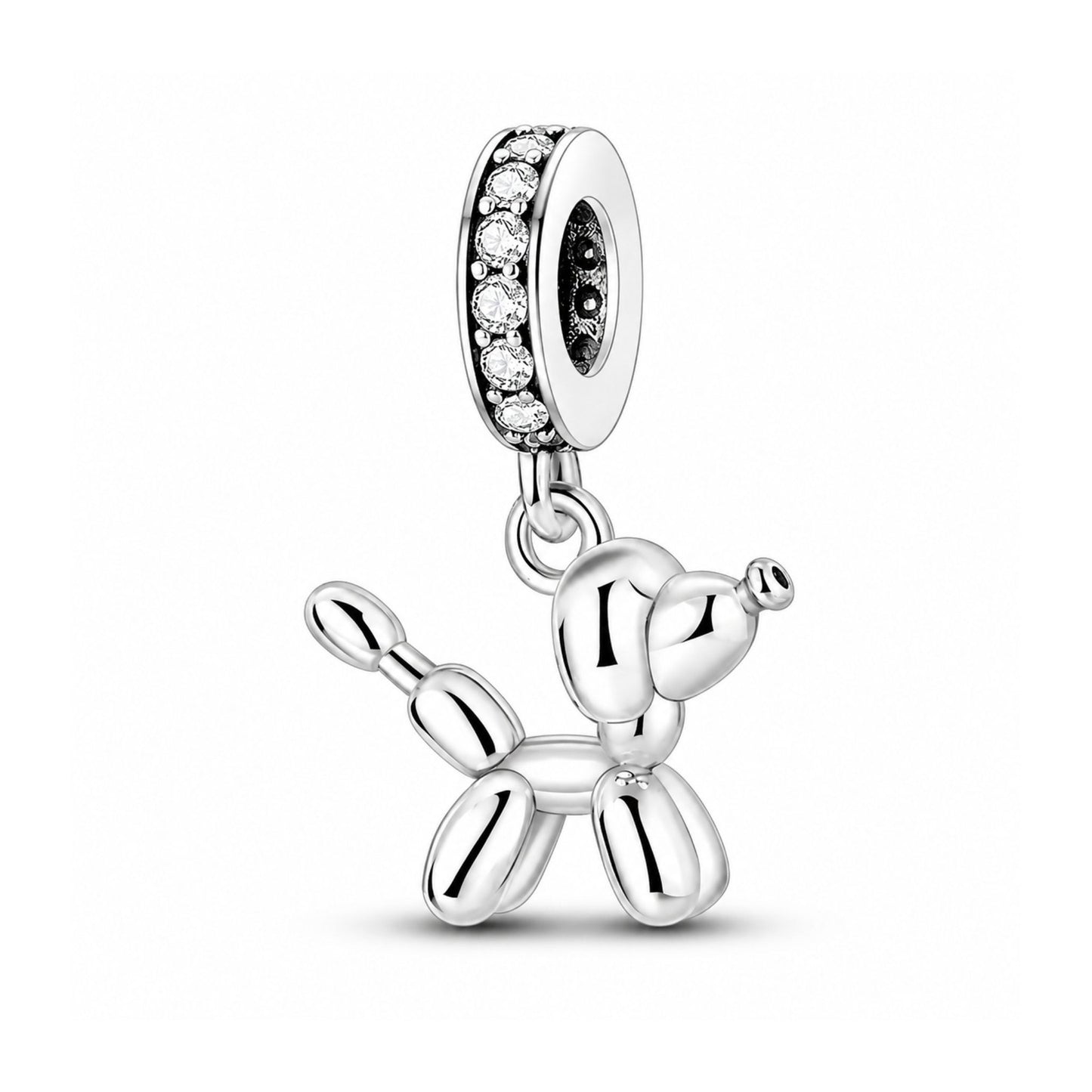 Balloon Dog Puppy Pet Sterling Silver Charm Hallmarked S925 for Charm Bracelet and Necklace