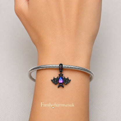 Bat Dangle Pendant Sterling Silver Charm Hallmarked S925 for Charm Bracelet and Necklace
