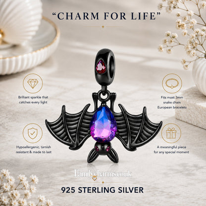 Bat Dangle Pendant Sterling Silver Charm Hallmarked S925 for Charm Bracelet and Necklace