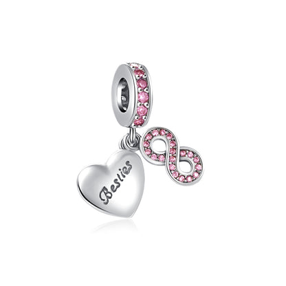 Besties Best Friends Dangle Sterling Silver Charm Hallmarked S925 for Charm Bracelet and Necklace