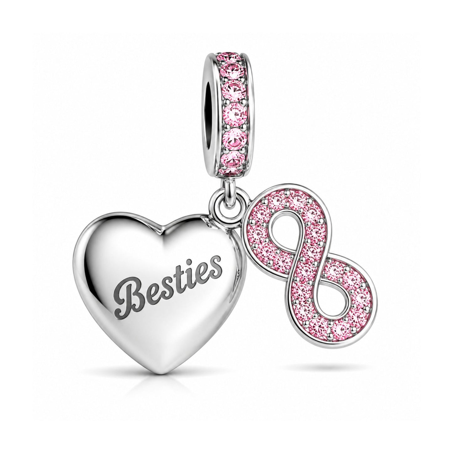 Besties Best Friends Dangle Sterling Silver Charm Hallmarked S925 for Charm Bracelet and Necklace