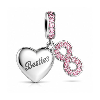 Besties Best Friends Dangle Sterling Silver Charm Hallmarked S925 for Charm Bracelet and Necklace