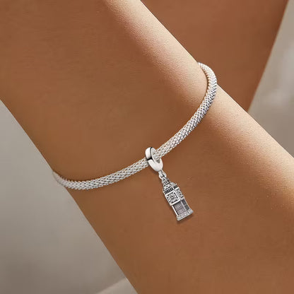 Big Ben Dangle Charm Sterling Silver Charm Hallmarked S925 for Charm Bracelet and Necklace