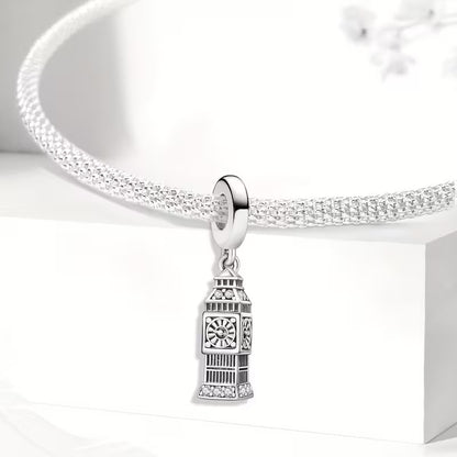 Big Ben Dangle Charm Sterling Silver Charm Hallmarked S925 for Charm Bracelet and Necklace