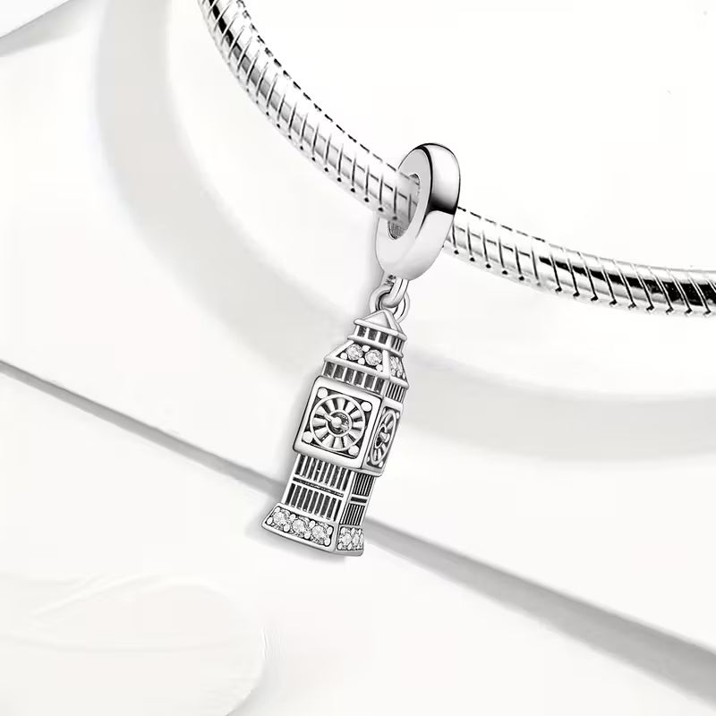 Big Ben Dangle Charm Sterling Silver Charm Hallmarked S925 for Charm Bracelet and Necklace