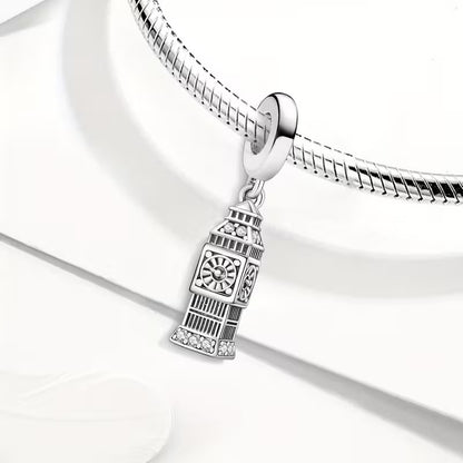 Big Ben Dangle Charm Sterling Silver Charm Hallmarked S925 for Charm Bracelet and Necklace