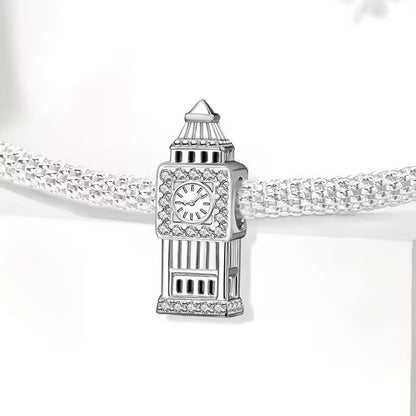 Big Ben Bead Charm Sterling Silver Charm Hallmarked S925 for Charm Bracelet and Necklace