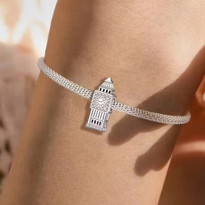 Big Ben Bead Charm Sterling Silver Charm Hallmarked S925 for Charm Bracelet and Necklace