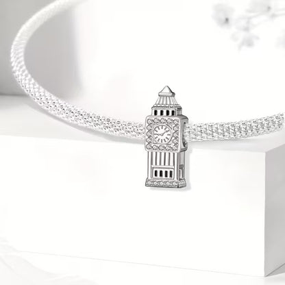 Big Ben Bead Charm Sterling Silver Charm Hallmarked S925 for Charm Bracelet and Necklace
