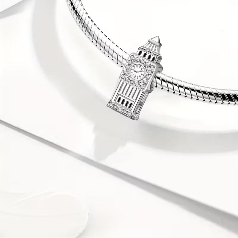 Big Ben Bead Charm Sterling Silver Charm Hallmarked S925 for Charm Bracelet and Necklace
