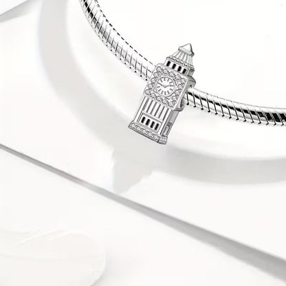 Big Ben Bead Charm Sterling Silver Charm Hallmarked S925 for Charm Bracelet and Necklace