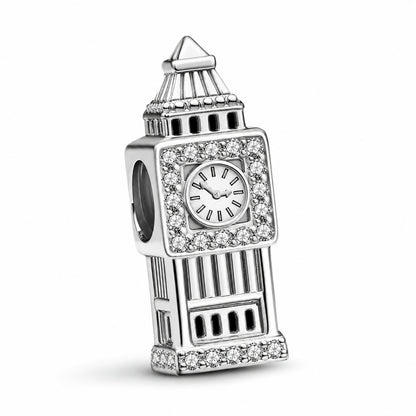 Big Ben Bead Charm Sterling Silver Charm Hallmarked S925 for Charm Bracelet and Necklace