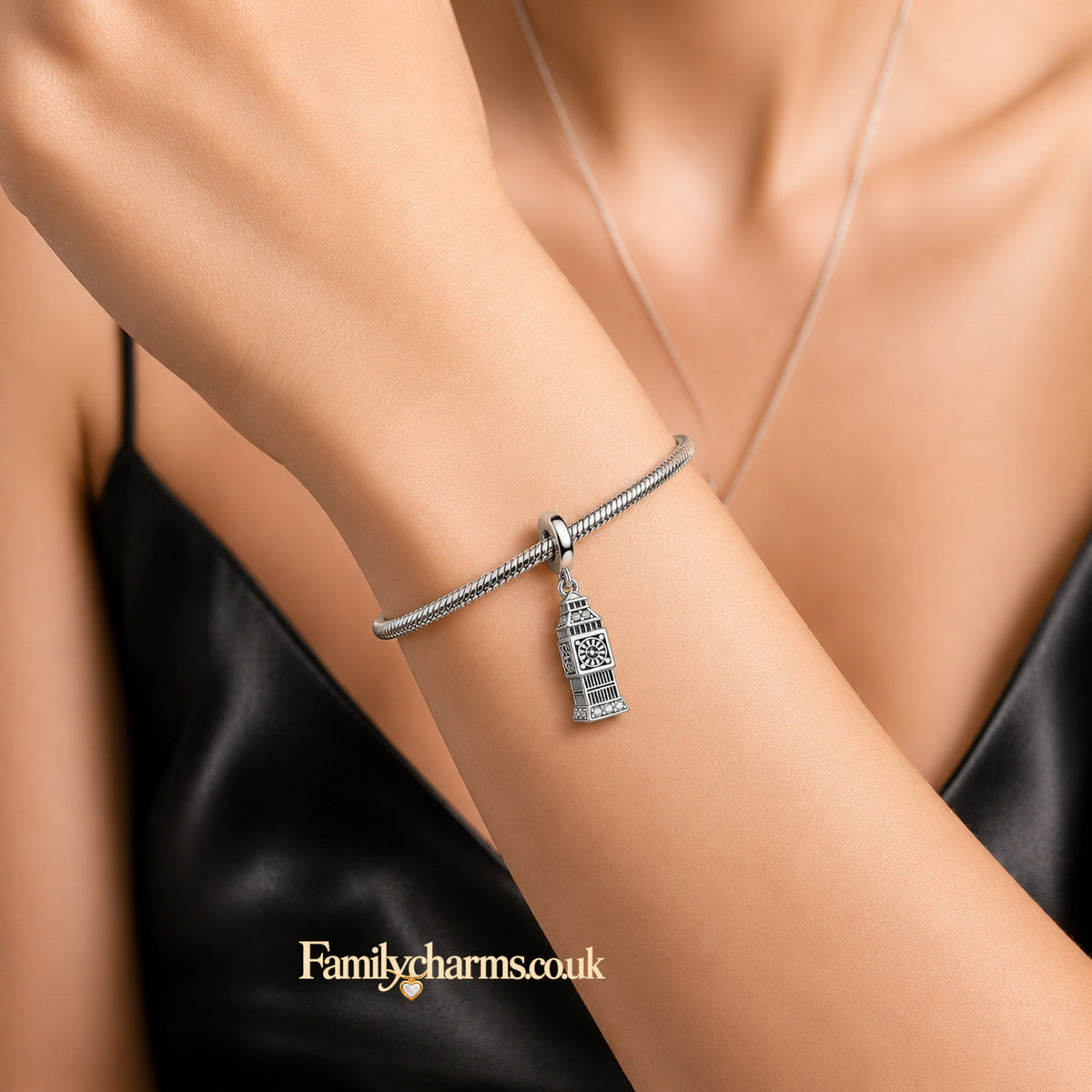 Big Ben Bead Charm Sterling Silver Charm Hallmarked S925 for Charm Bracelet and Necklace
