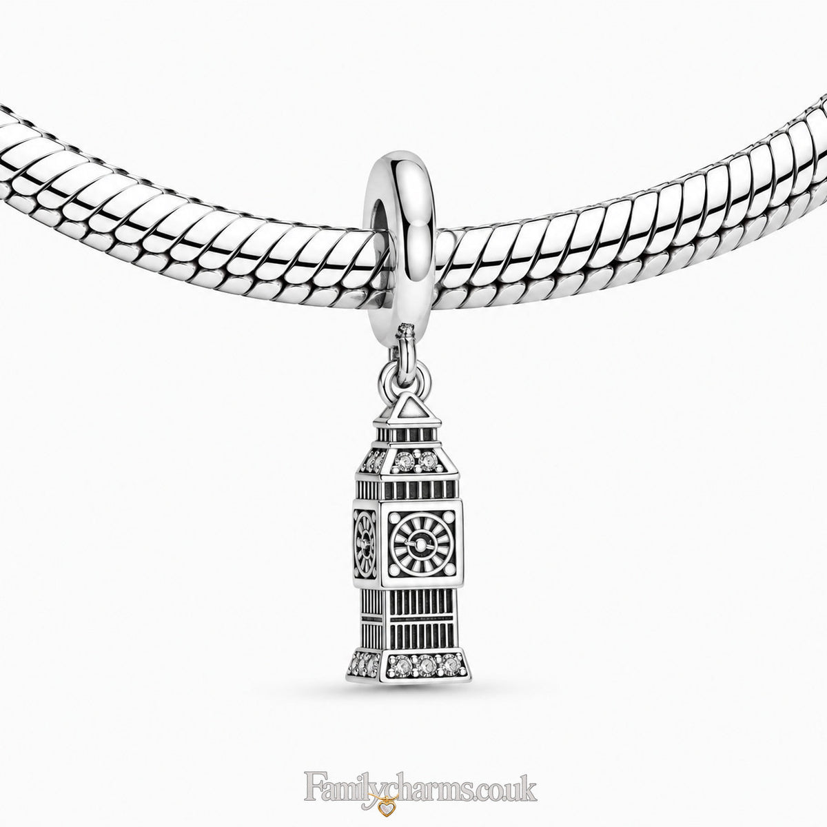 Big Ben Bead Charm Sterling Silver Charm Hallmarked S925 for Charm Bracelet and Necklace