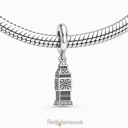 Big Ben Bead Charm Sterling Silver Charm Hallmarked S925 for Charm Bracelet and Necklace