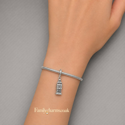 Big Ben Bead Charm Sterling Silver Charm Hallmarked S925 for Charm Bracelet and Necklace