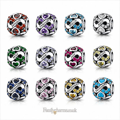 July Birthstone Infinity Birthday Bead Sterling Silver Charm Hallmarked S925 for Charm Bracelet and Necklace