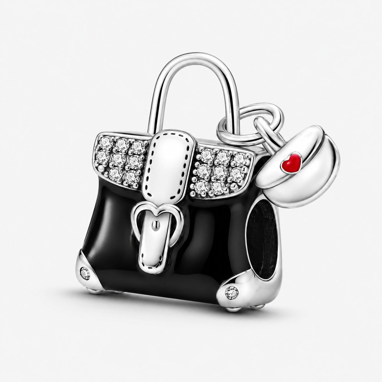 Black Handbag Sterling Silver Charm Hallmarked S925 for Charm Bracelet and Necklace