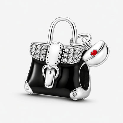 Black Handbag Sterling Silver Charm Hallmarked S925 for Charm Bracelet and Necklace