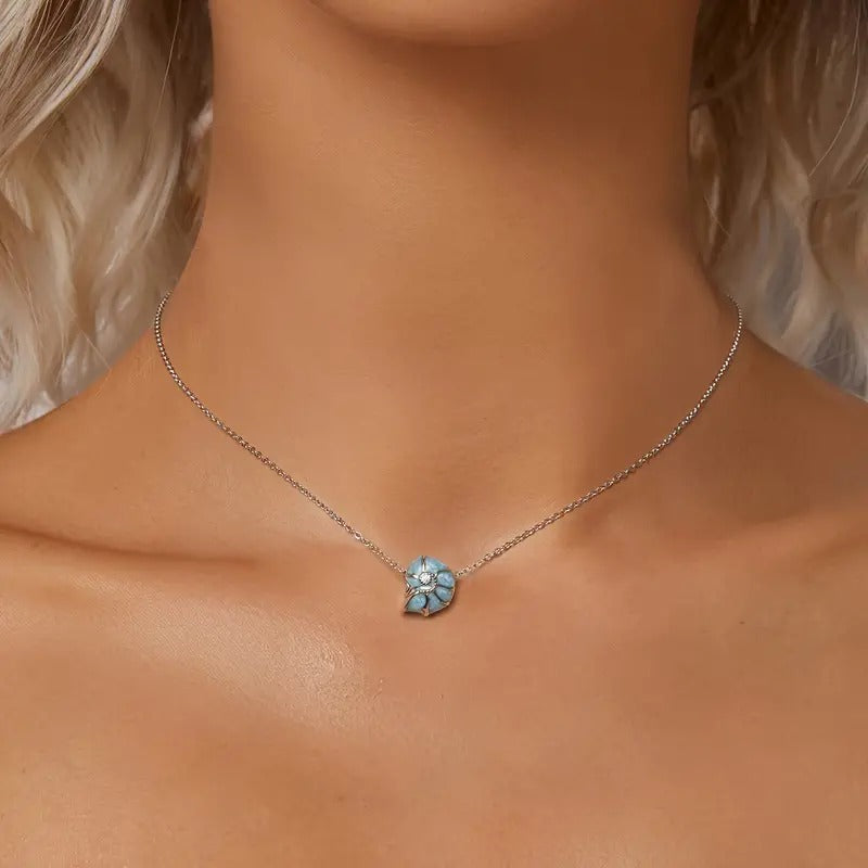 Blue Conch Seashell Bead Sterling Silver Charm Hallmarked S925 for Charm Bracelet and Necklace