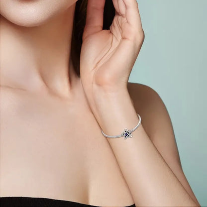 Blue Star Bead Sterling Silver Charm Hallmarked S925 for Charm Bracelet and Necklace