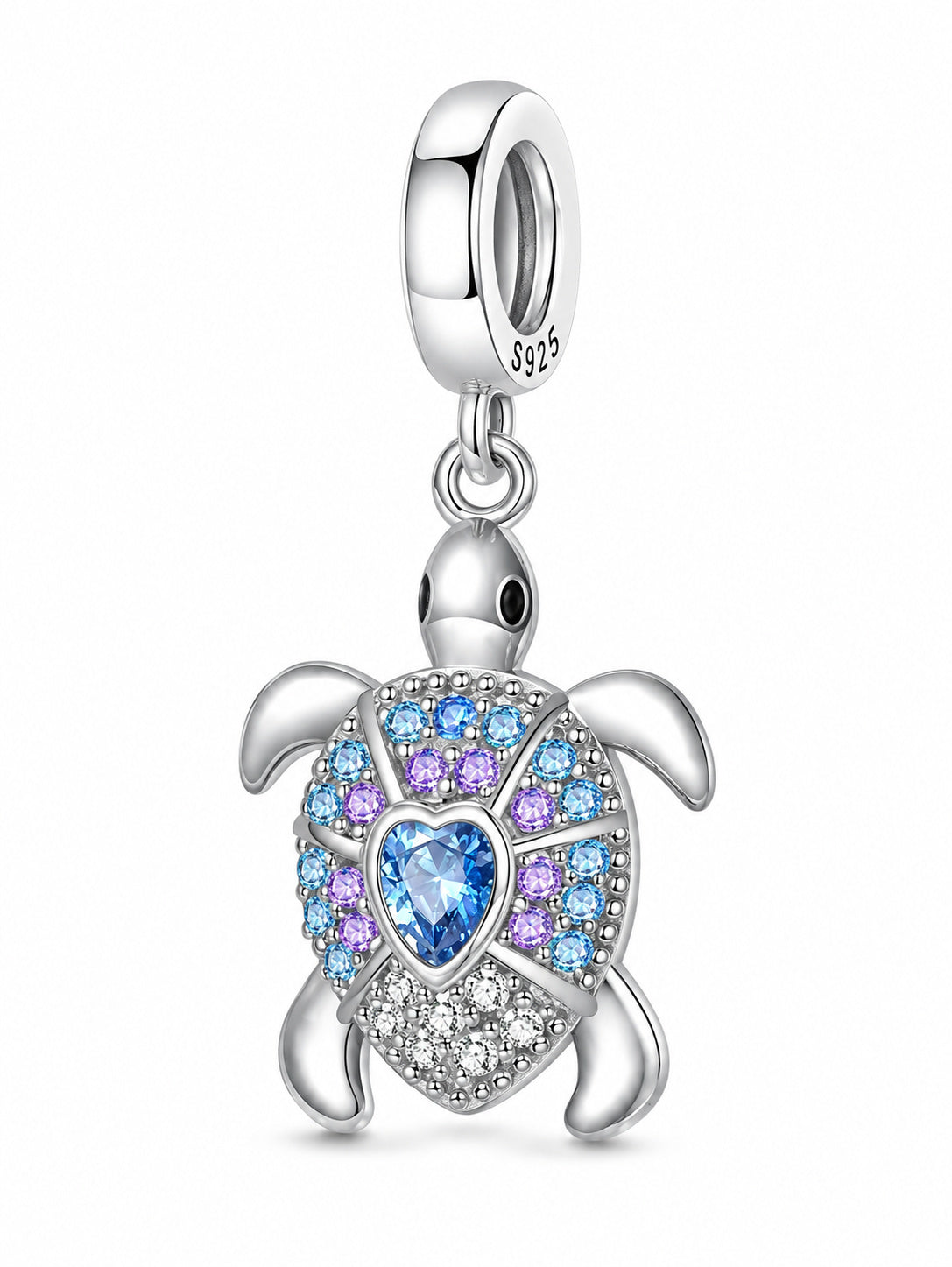 Blue Turtle Pendant Charm Sterling Silver Charm Hallmarked S925 for Charm Bracelet and Necklace
