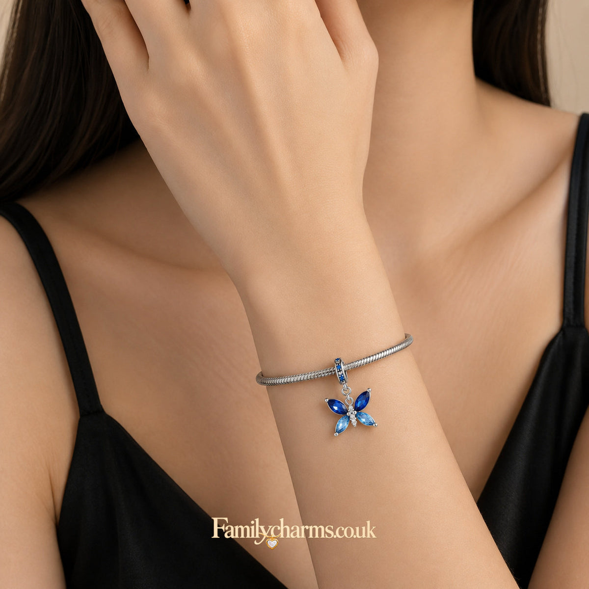 Blue Butterfly Sterling Silver Charm Hallmarked S925 for Charm Bracelet and Necklace