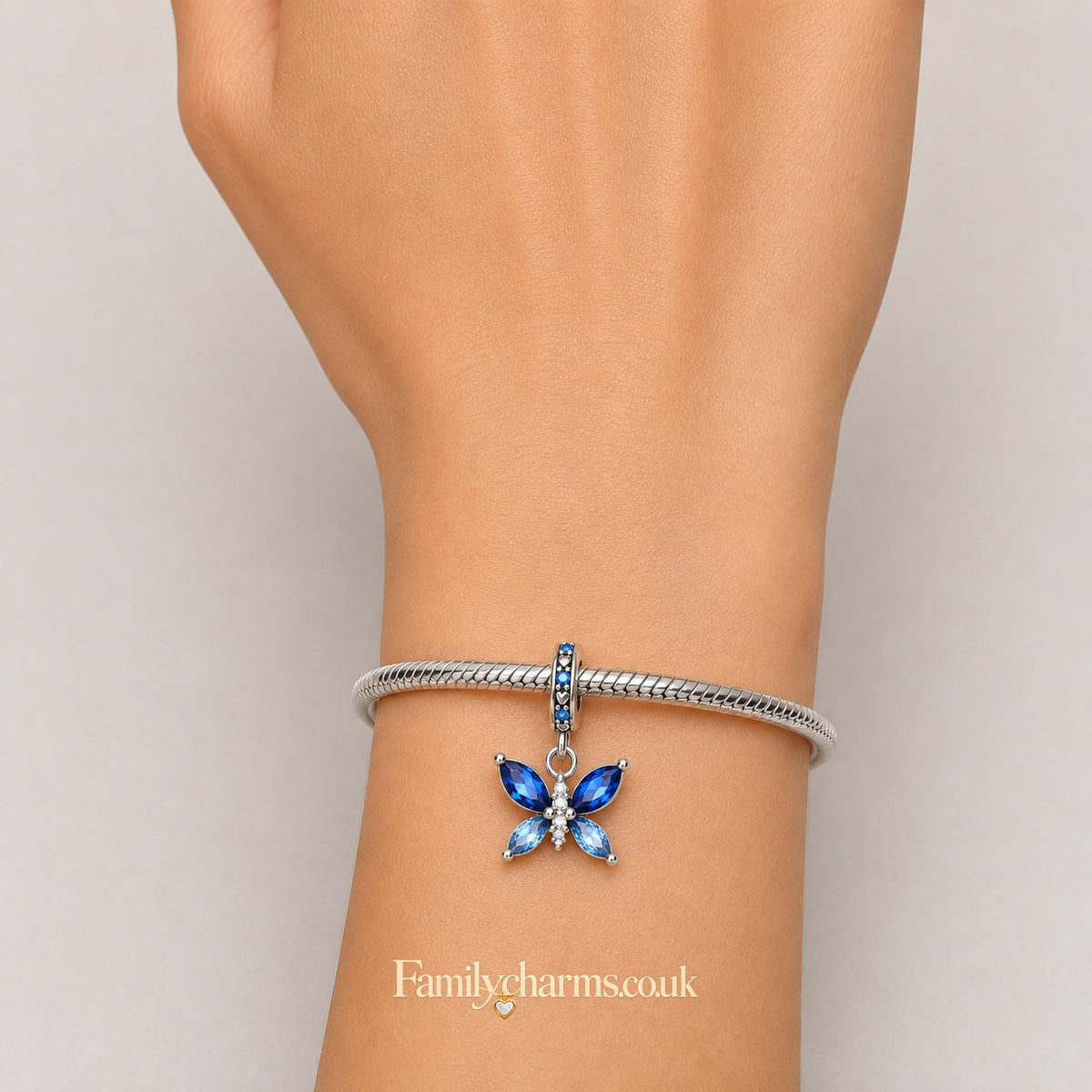 Blue Butterfly Sterling Silver Charm Hallmarked S925 for Charm Bracelet and Necklace
